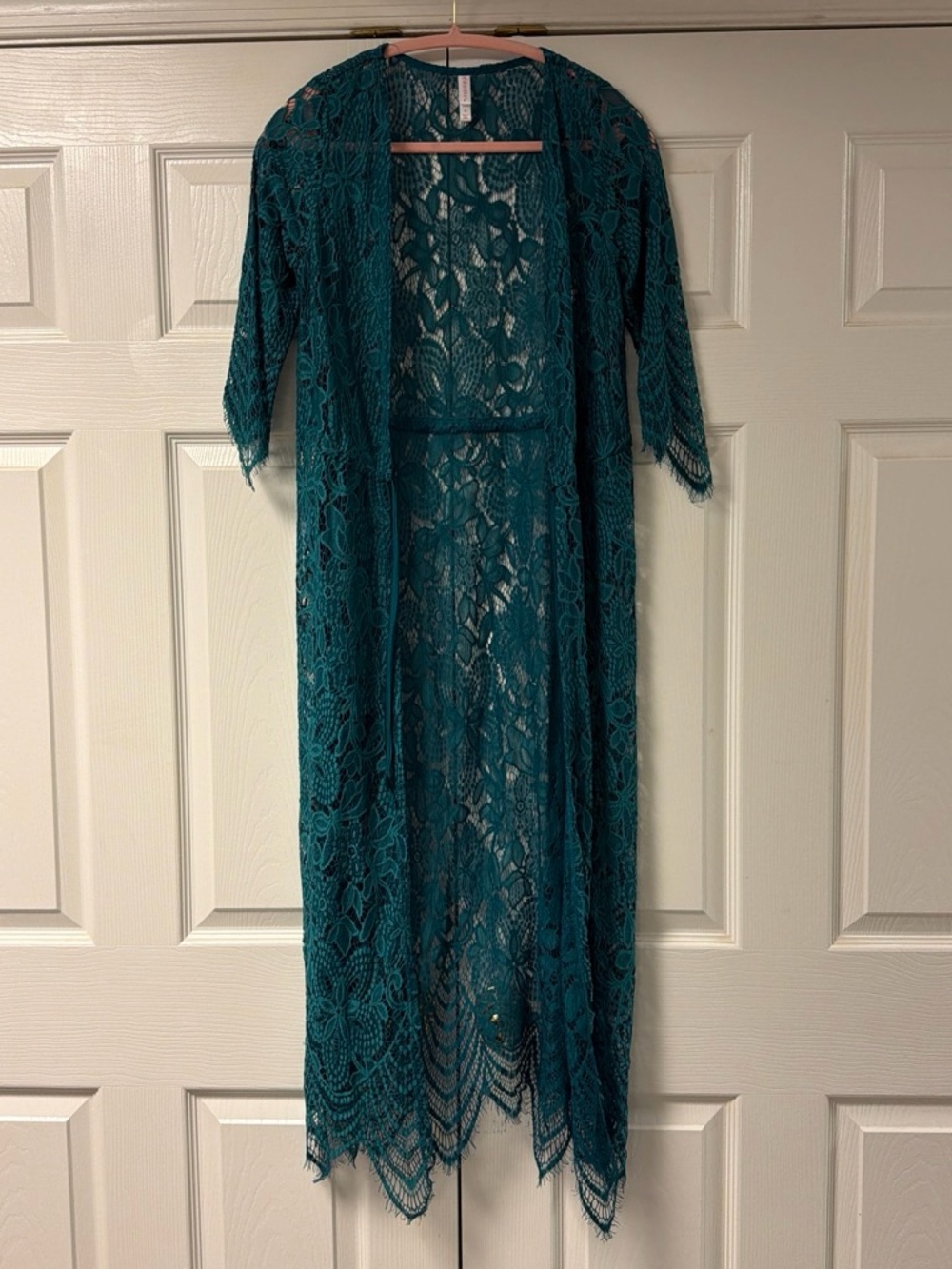 Xhilaration Teal Lace Maxi Duster Coverup Top